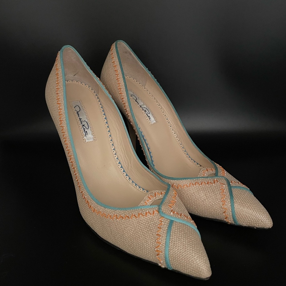 Oscar de la Renta Linen High Heels London - Picture 5 of 10